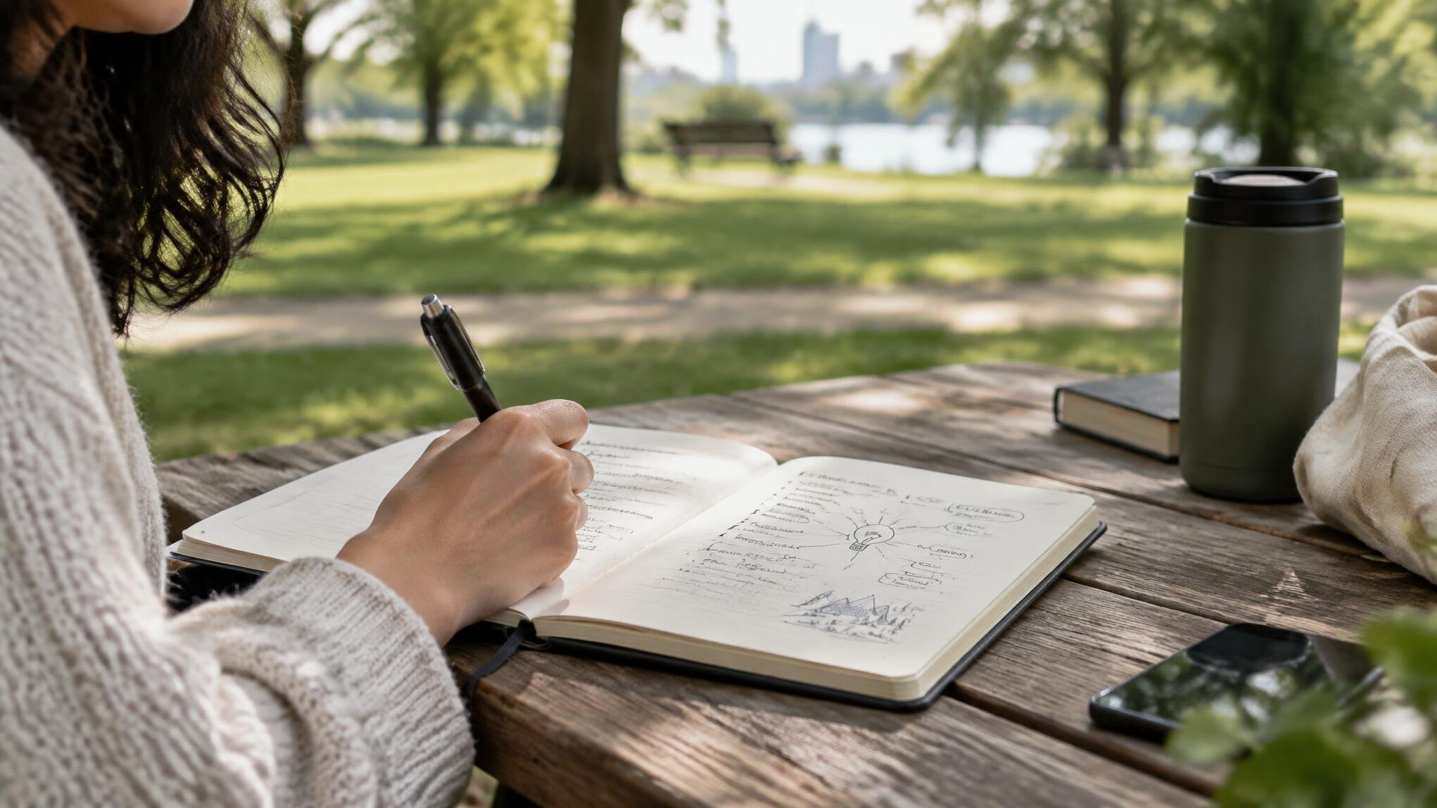 writer notebook on table