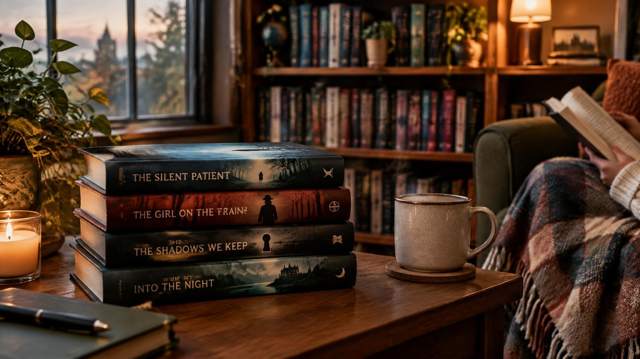 stack of mystery books