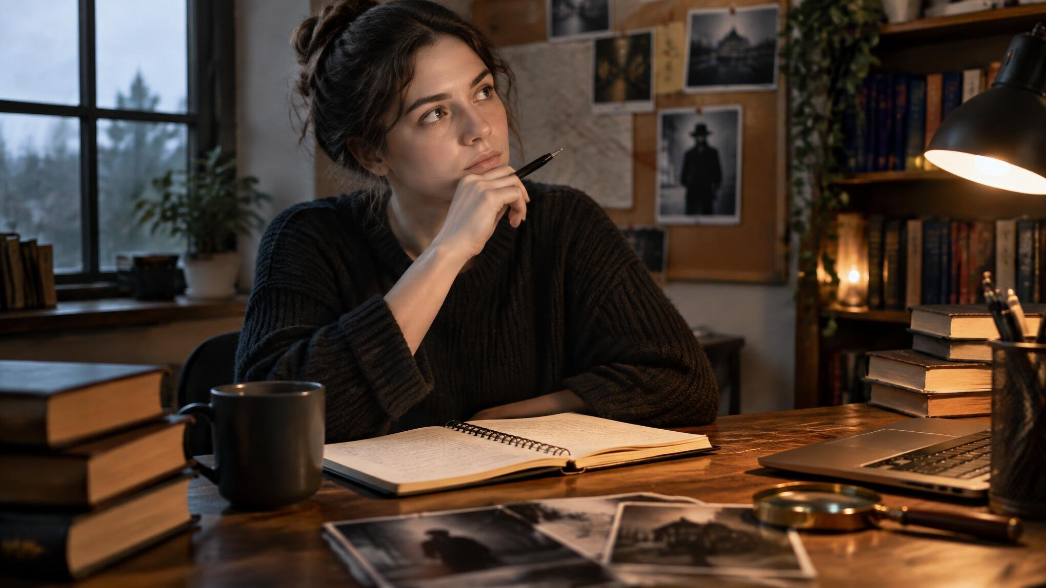 young writer at desk