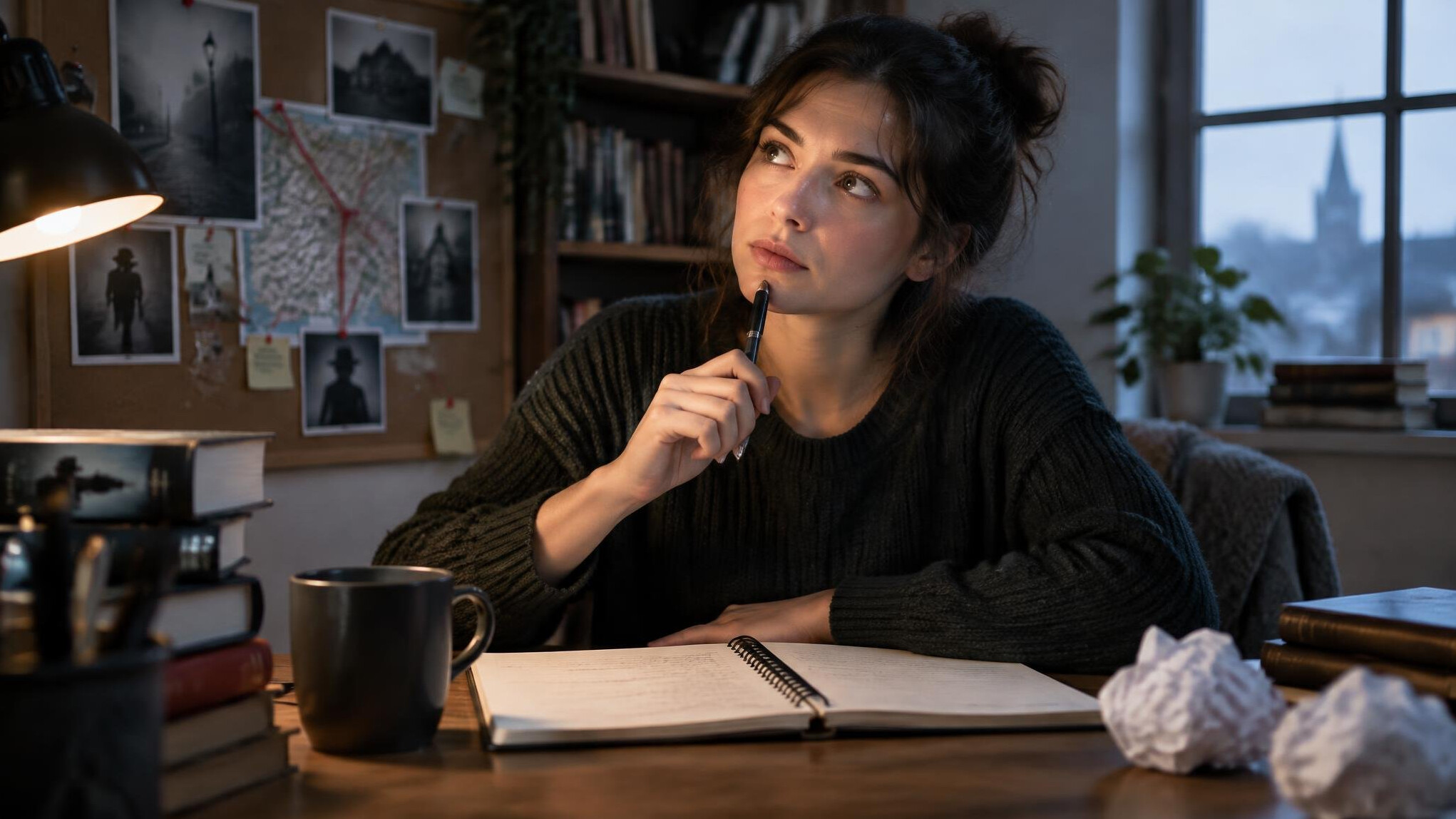 young writer at desk